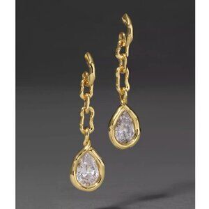 Asterales Gold Link Pear Drop Earring